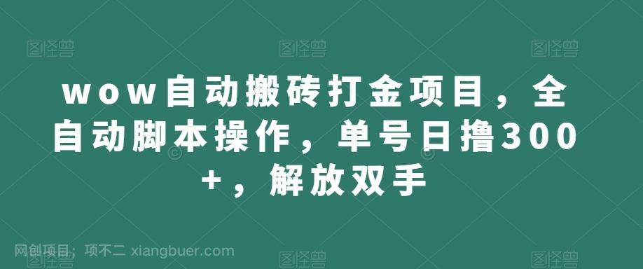 【第4719期】wow自动搬砖打金项目，全自动脚本操作，单号日撸300+，解放双手【揭秘】