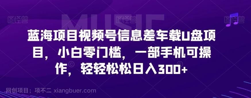 【第5945期】蓝海项目视频号信息差车载U盘项目，小白零门槛，一部手机可操作，轻轻松松日入300+