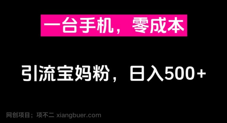 【第5947期】一台手机，零成本引流宝妈粉，日入500+