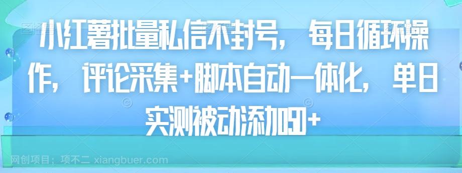 【第6103期】小红薯批量私信不封号，每日循环操作，评论采集+脚本自动一体化，单日实测被动添加50+