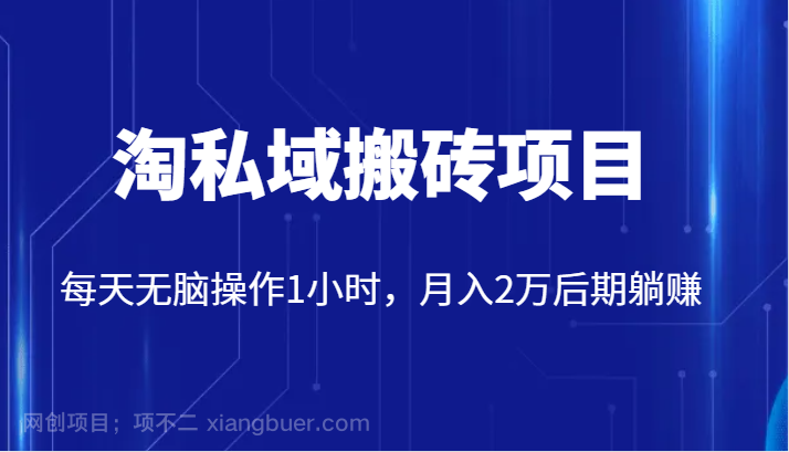 【第6233期】价值2980的淘私域搬砖项目，每天无脑操作1小时，月入2万后期躺赚