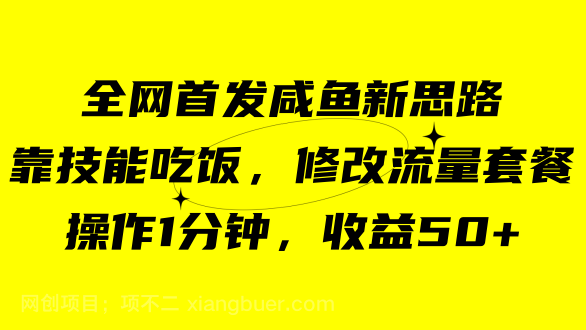 【第6793期】咸鱼冷门新玩法，靠“技能吃饭”，修改流量套餐，操作1分钟，收益50+