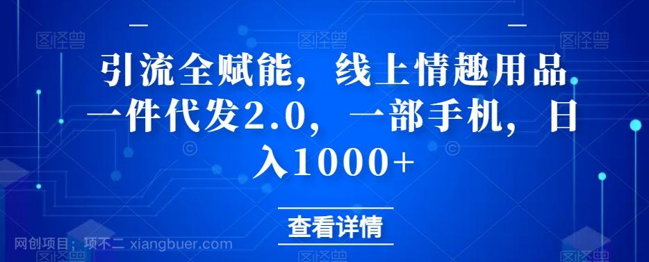 【第6913期】引流全赋能，线上情趣用品一件代发2.0，一部手机，日入1000+