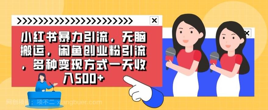 【第6955期】小红书暴力引流，无脑搬运，闲鱼创业粉引流，多种变现方式一天收入500