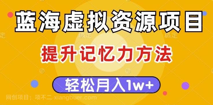 【第6843期】蓝海虚拟资源项目，提升记忆力方法，多种变现方式，轻松月入1w+【揭秘】