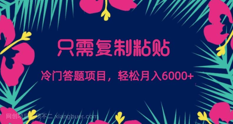 【第7009期】只需复制粘贴，冷门答题项目，轻松月入6000