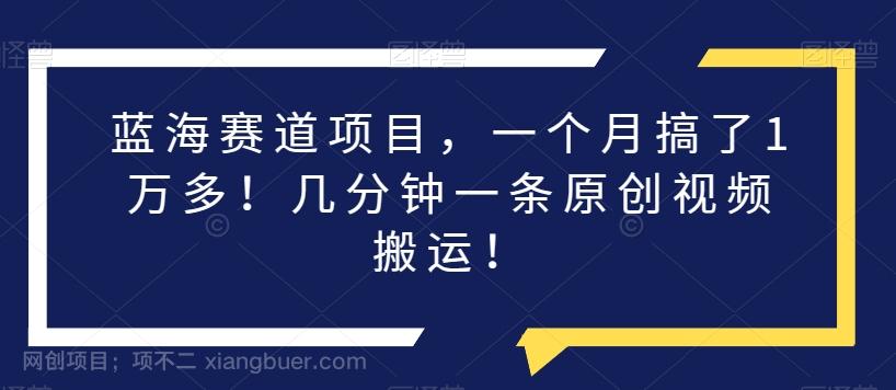 【第7064期】蓝海赛道项目，一个月搞了1万多！几分钟一条原创视频搬运！