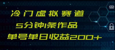 【第7089期】最新冷门赛道5分钟1条作品单日单号收益200+