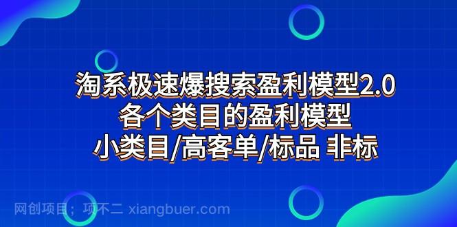 【第7132期】淘系极速爆搜索盈利模型2.0，各个类目的盈利模型，小类目/高客单/标品 非标