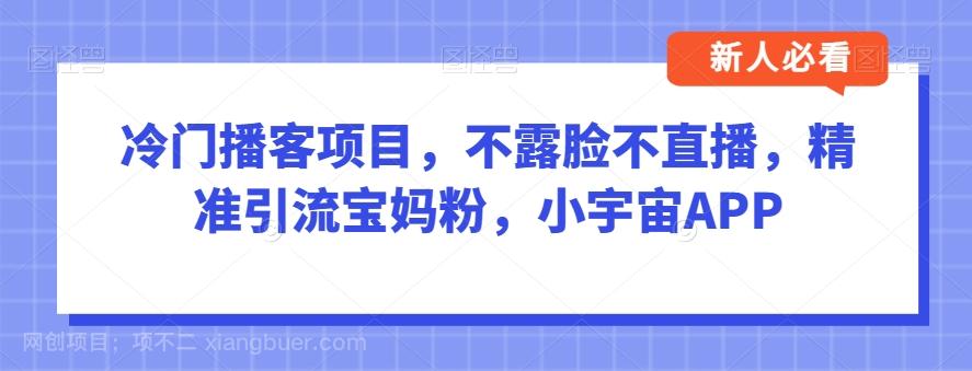 【第7196期】冷门播客项目，不露脸不直播，精准引流宝妈粉，小宇宙APP