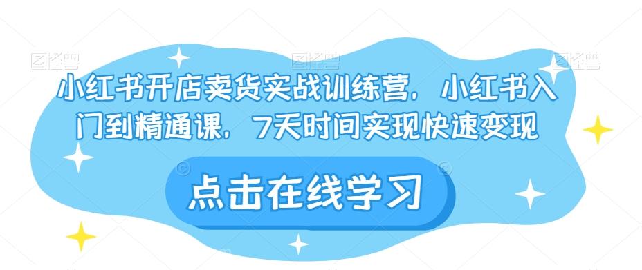 【第7232期】小红书开店卖货实战训练营，小红书入门到精通课，7天时间实现快速变现