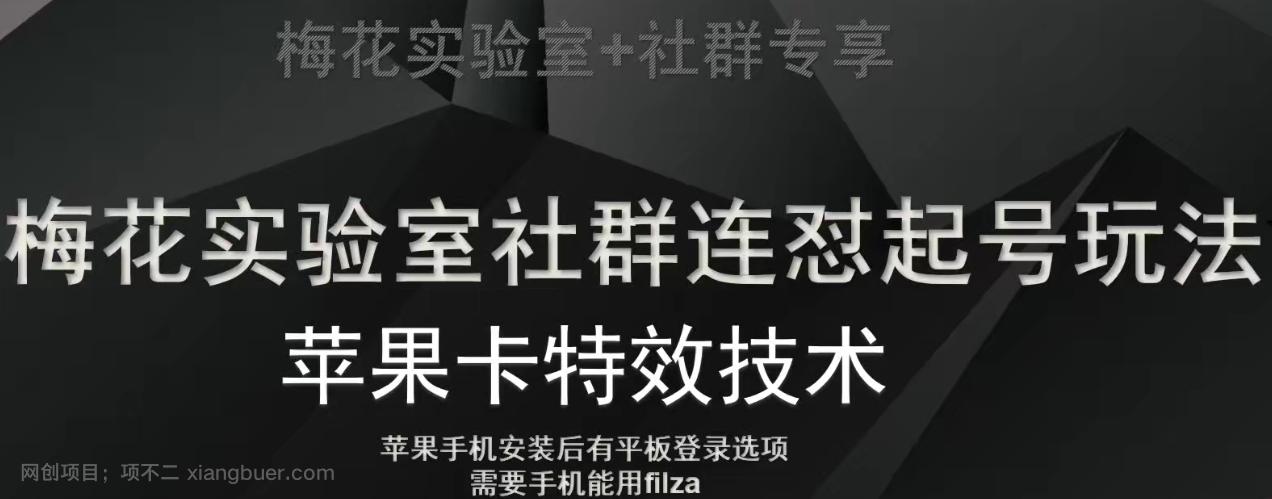 【第7376期】梅花实验室社群连怼起号玩法，最新苹果卡特效技术