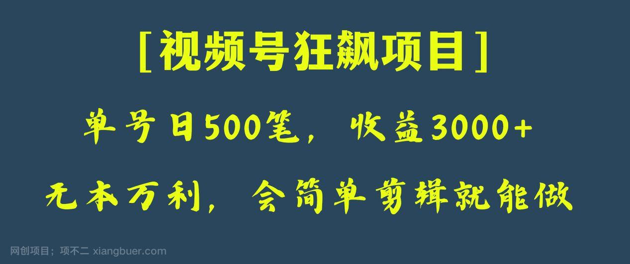 【第7968期】日收款500笔，纯利润3000+，视频号狂飙项目！