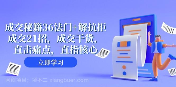 【第8076期】成交秘籍36法门+解抗拒成交21招，成交干货，直击痛点，直指核心（57节课）