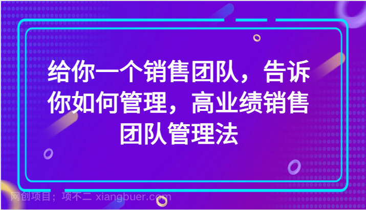 【第8777期】给你一个销售团队，告诉你如何管理，高业绩销售团队管理法（89节课）