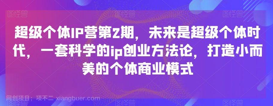 【第8971期】超级个体IP营第2期，未来是超级个体时代，一套科学的ip创业方法论，打造小而美的个体商业模式