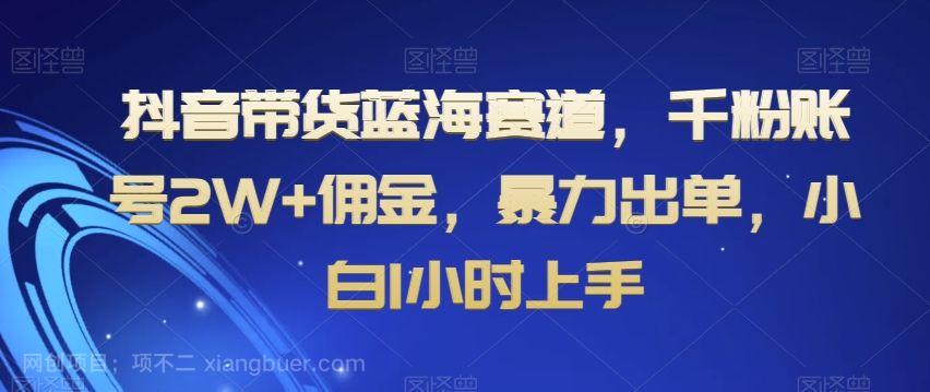 【第9469期】抖音带货蓝海赛道，千粉账号2W+佣金，暴力出单，小白1小时上手【揭秘】