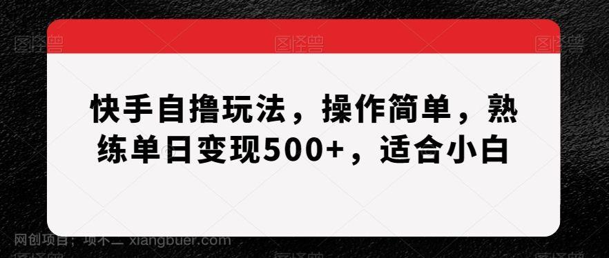 【第9511期】快手自撸玩法，操作简单，熟练单日变现500+，适合小白【揭秘】