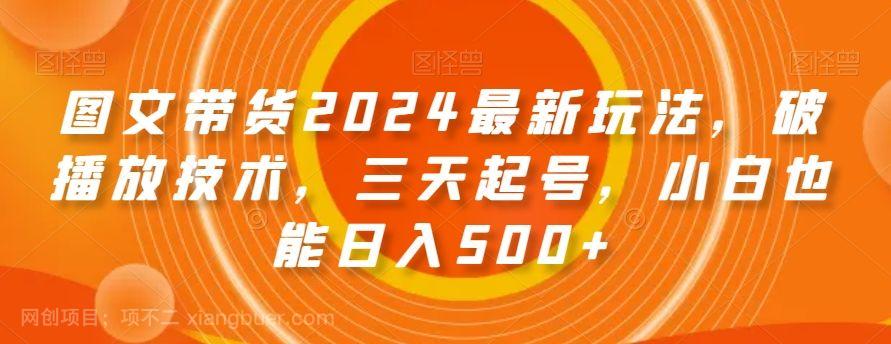 【第9584期】图文带货2024最新玩法，破播放技术，三天起号，小白也能日入500+【揭秘】