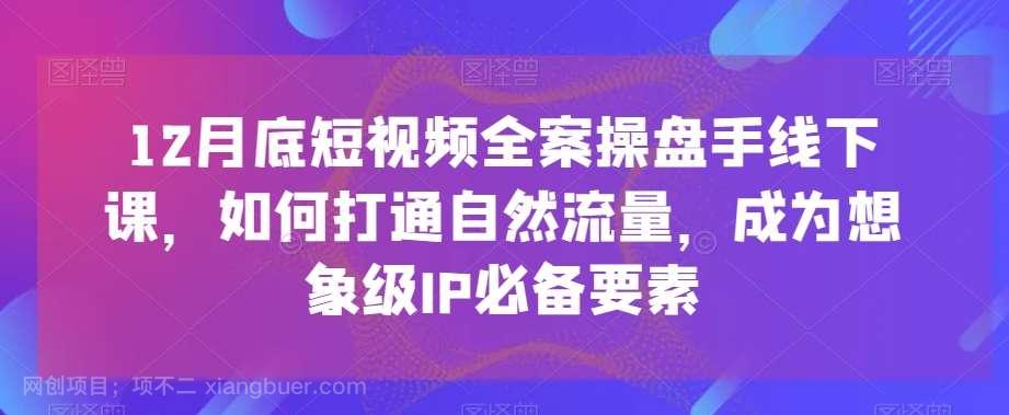 【第9702期】12月底短视频全案操盘手线下课，如何打通自然流量，成为想象级IP必备要素