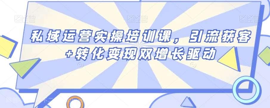 【第10003期】私域运营实操培训课，引流获客+转化变现双增长驱动