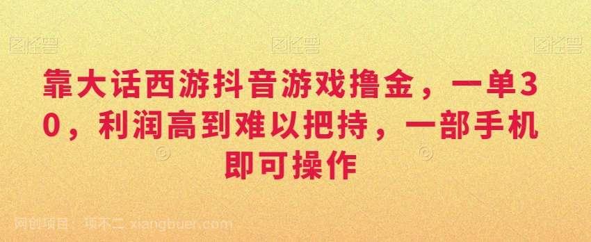 【第10296期】靠大话西游抖音游戏撸金，一单30，利润高到难以把持，一部手机即可操作，日入3000+【揭秘】