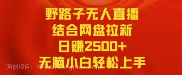 【第10605期】野路子无人直播结合网盘拉新，日赚2500+，小白无脑轻松上手【揭秘】