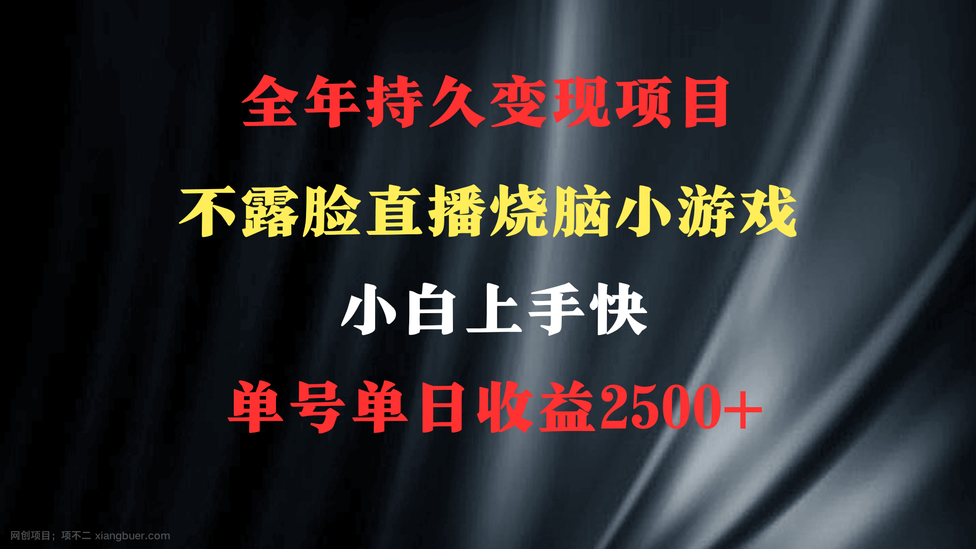 【第10796期】2024年 最优项目，烧脑小游戏不露脸直播 小白上手快 无门槛 一天收益2500+