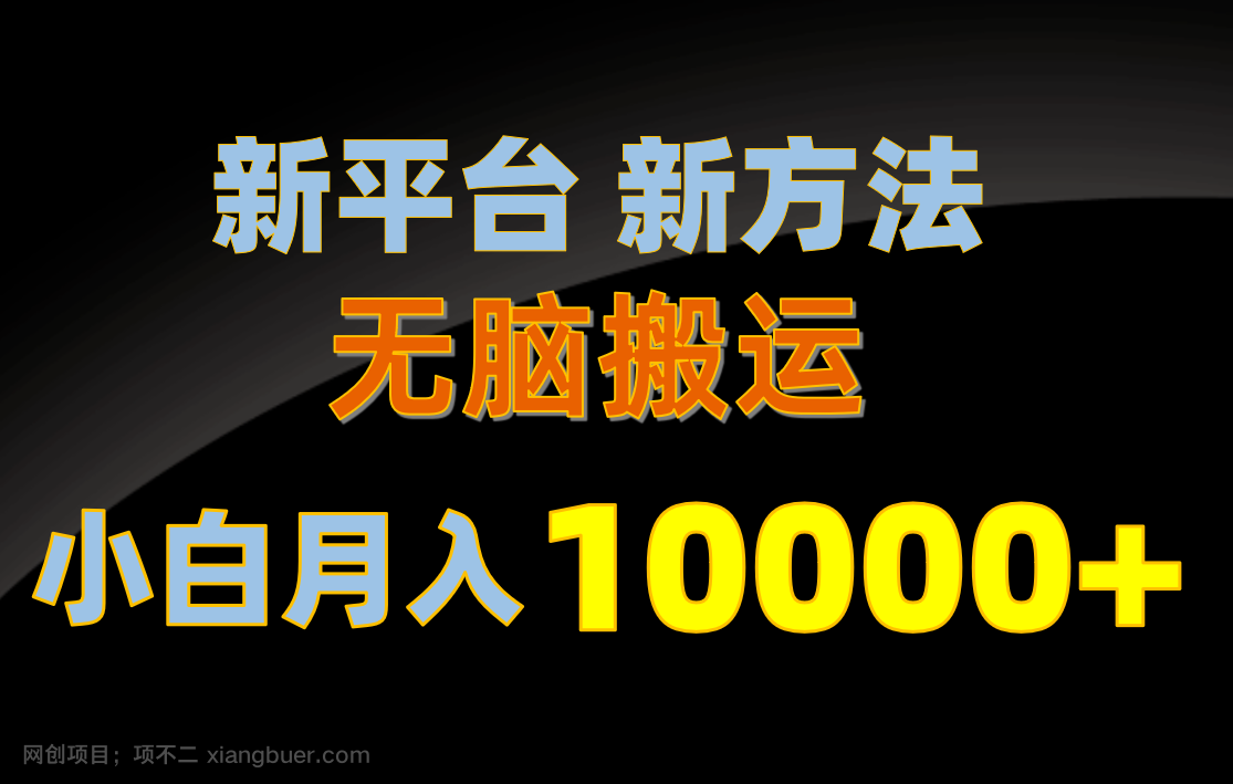 【第11843期】新平台新方法，无脑搬运，月赚10000+，小白轻松上手不动脑