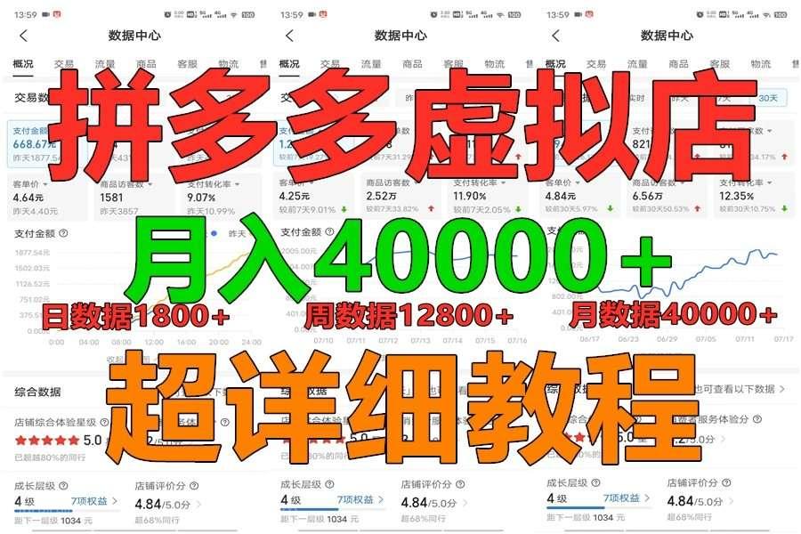 【第11962期】拼多多虚拟电商训练营月入40000+，全网最详细，你做你也行，暴利稳定长久