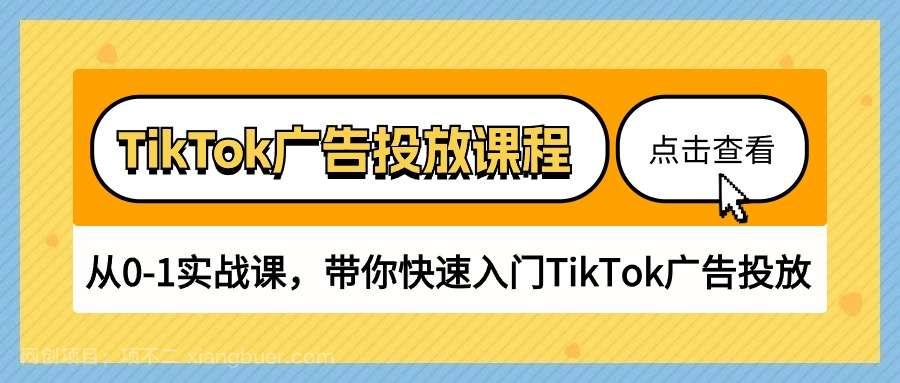 【第11997期】TikTok广告投放课程，从0-1实战课，带你快速入门TikTok广告投放（30节课）