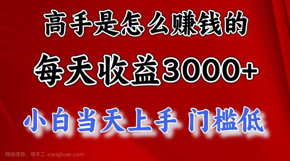 【第12087期】高手是怎么赚钱的，一天收益3000+，闷声发财项目，不是一般人能看懂的