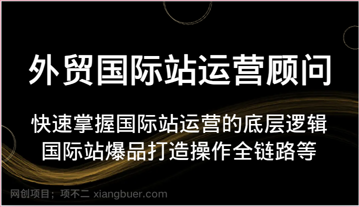 【第12467期】外贸国际站运营顾问-快速掌握国际站运营的底层逻辑，国际站爆品打造操作全链路等