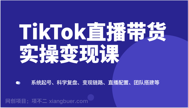 【第12527期】TikTok直播带货实操变现课：系统起号、科学复盘、变现链路、直播配置、团队搭建等