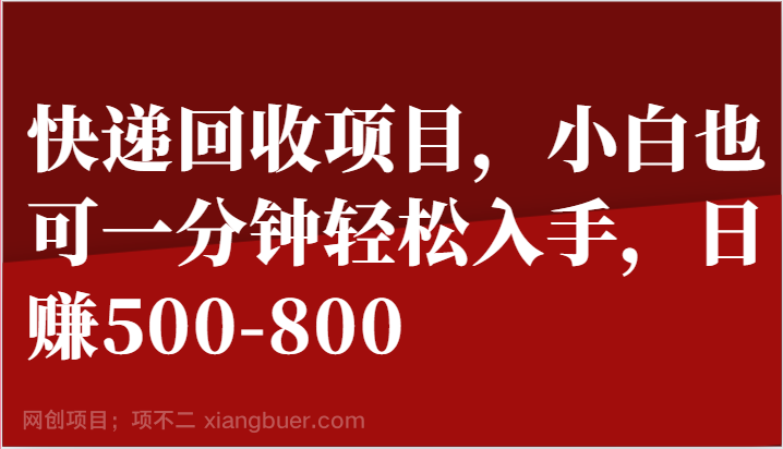 【第12571期】快递回收项目，小白也可一分钟轻松入手，日赚500-800