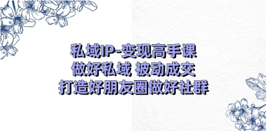 【第12699期】私域IP-变现高手课：做好私域 被动成交，打造好朋友圈做好社群（18节）