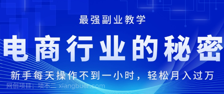 【第12860期】电商行业的秘密，新手每天操作不到一小时，月入过万轻轻松松，最强副业