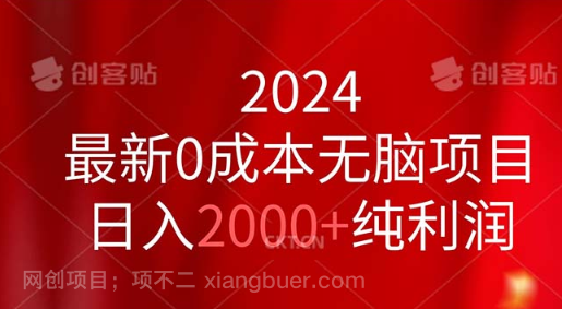 【第12975期】2024最新0成本无脑项目，日入2000+纯利润