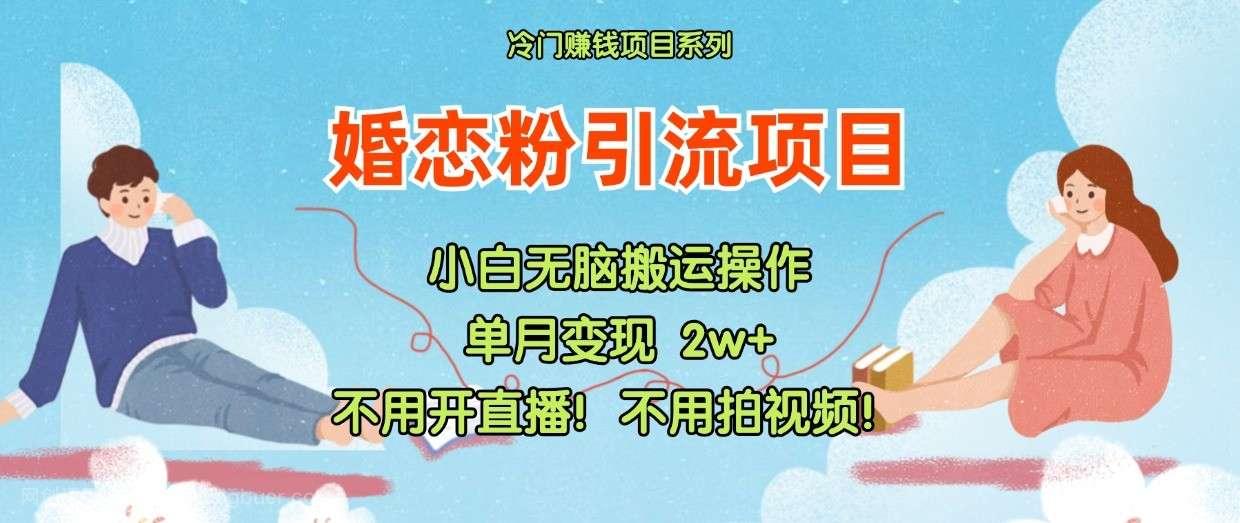 【第13005期】小红书婚恋粉引流，不用开直播！不用拍视频！不用做交付