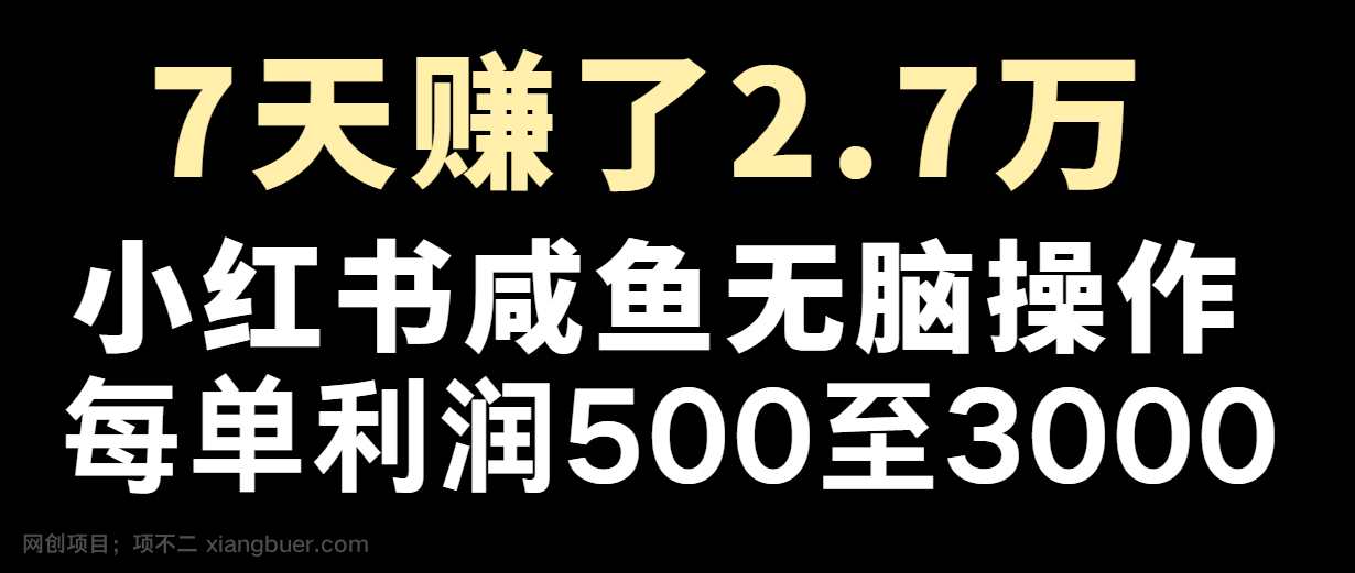 【第13212期】七天赚了2.7万！每单利润最少500+，轻松月入5万+小白有手就行