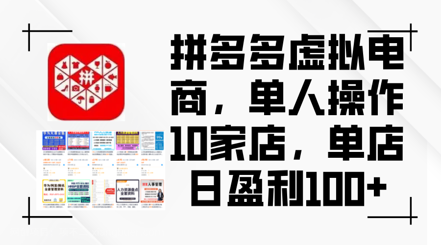 【第13281期】拼多多虚拟电商，单人操作10家店，单店日盈利100+