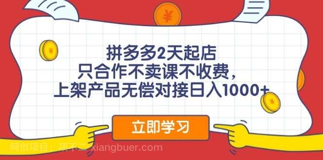 【第13377期】拼多多0成本开店，只合作不卖课不收费，0成本尝试，日赚千元+