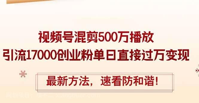 【第13420期】精华帖视频号混剪500万播放引流17000创业粉，单日直接过万变现