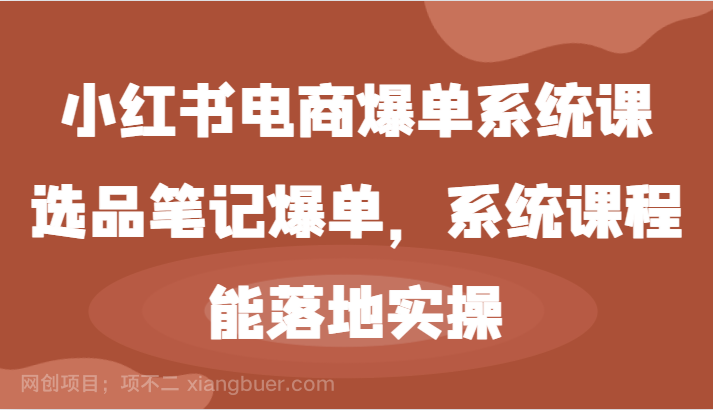 【第13476期】小红书电商爆单系统课-选品笔记爆单，系统课程，能落地实操