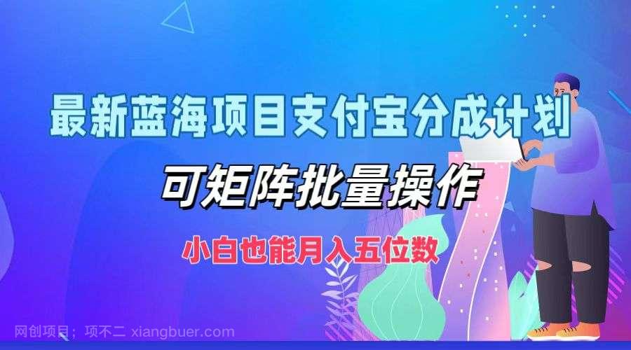 【第13486期】最新蓝海项目支付宝分成计划，可矩阵批量操作，小白也能月入五位数