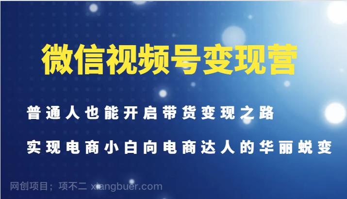 【第13547期】微信视频号变现营-普通人也能开启带货变现之路，实现电商小白向电商达人的华丽蜕变