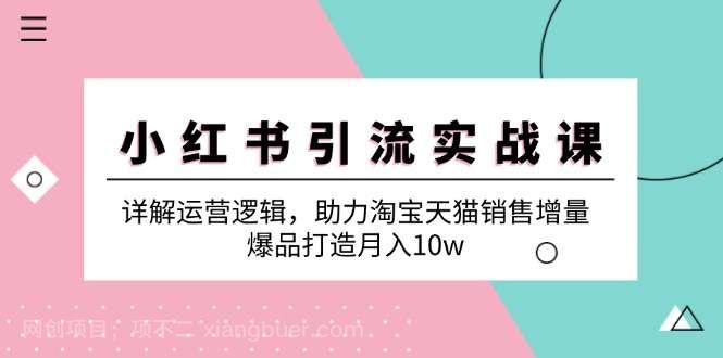 【第13809期】小红书引流实战课：详解运营逻辑，助力淘宝天猫销售增量，爆品打造月入10w