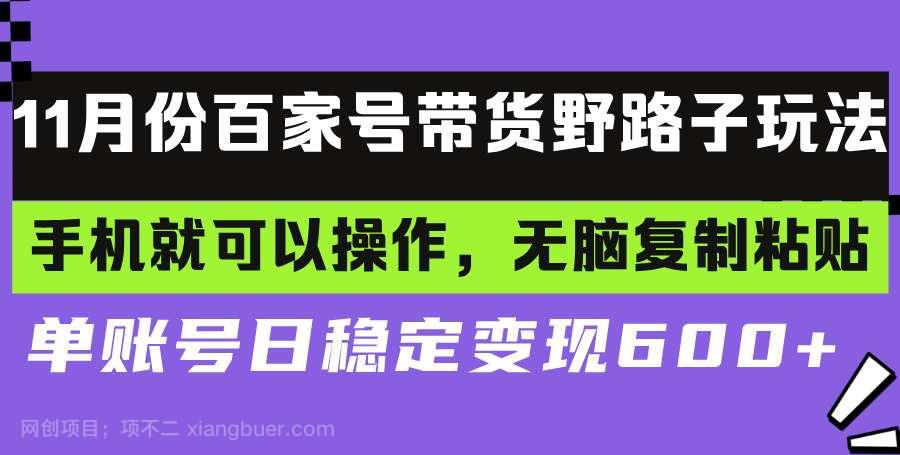 【第14376期】百家号带货野路子玩法 手机就可以操作，无脑复制粘贴 单账号日稳定变现