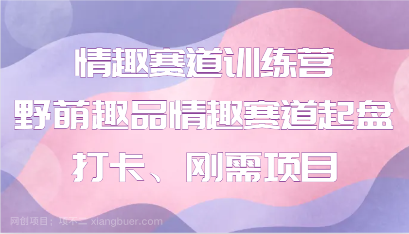 【第13187期】情趣赛道训练营 野萌趣品情趣赛道起盘打卡、刚需项目 