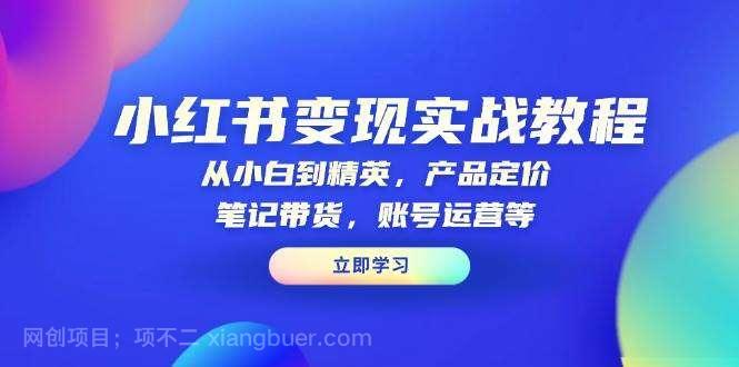 【第13211期】小红书变现实战教程：从小白到精英，产品定价，笔记带货，账号运营等